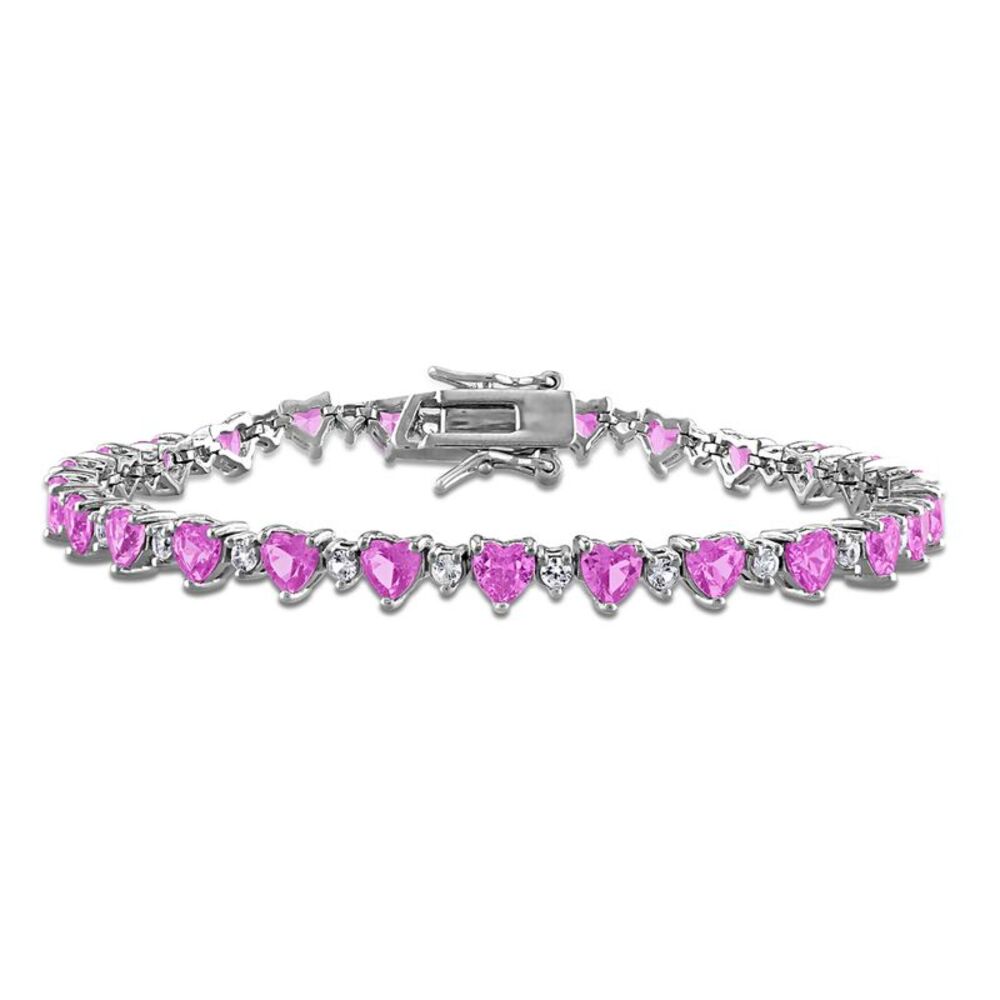 9.32 Carat (ctw) Lab-Created Pink & White Sapphire Bracelet Sterling Silver (7